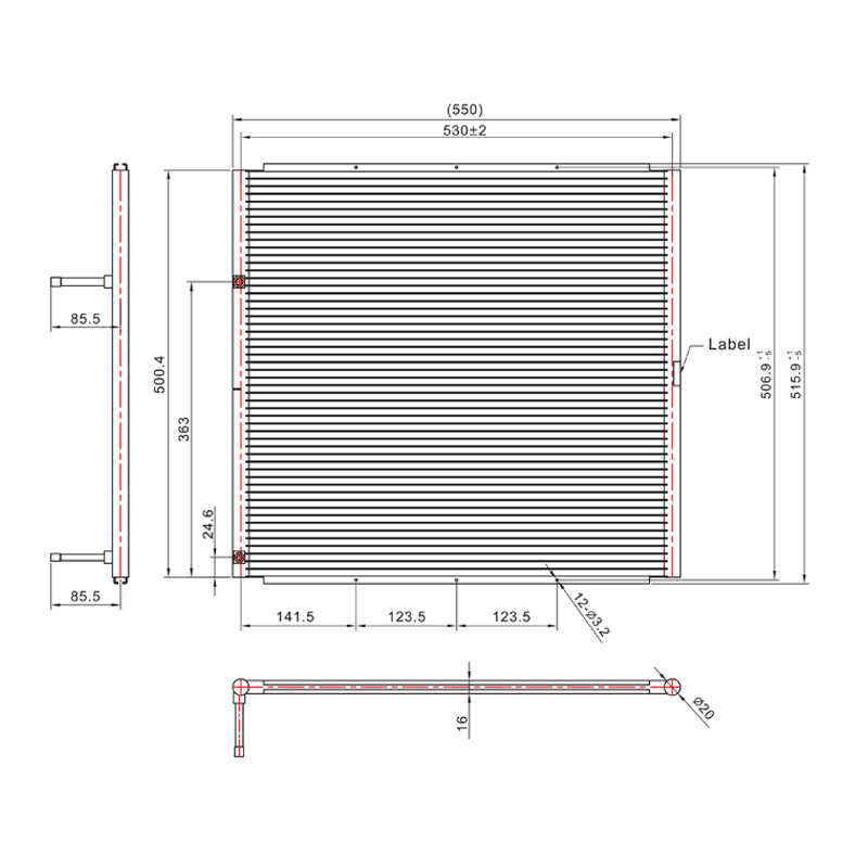 SC-1300 550*515.9mm Carro/HVAC Microcanal Bobina Condensadora Micro Canal Trocador de Calor