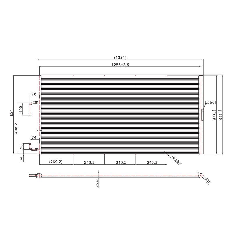 Bobina condensadora de ar condicionado para automóvel, tubo trocador de calor microcanal SC-1700 1324*638mm